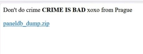 Le message affiché sur le site des hackeurs.