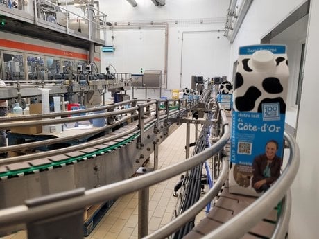 Sur 12 millions de litres de lait collectés pour les besoins de la fromagerie, 3 millions de litres de lait sont conditionnés en briques de lait UHT.
