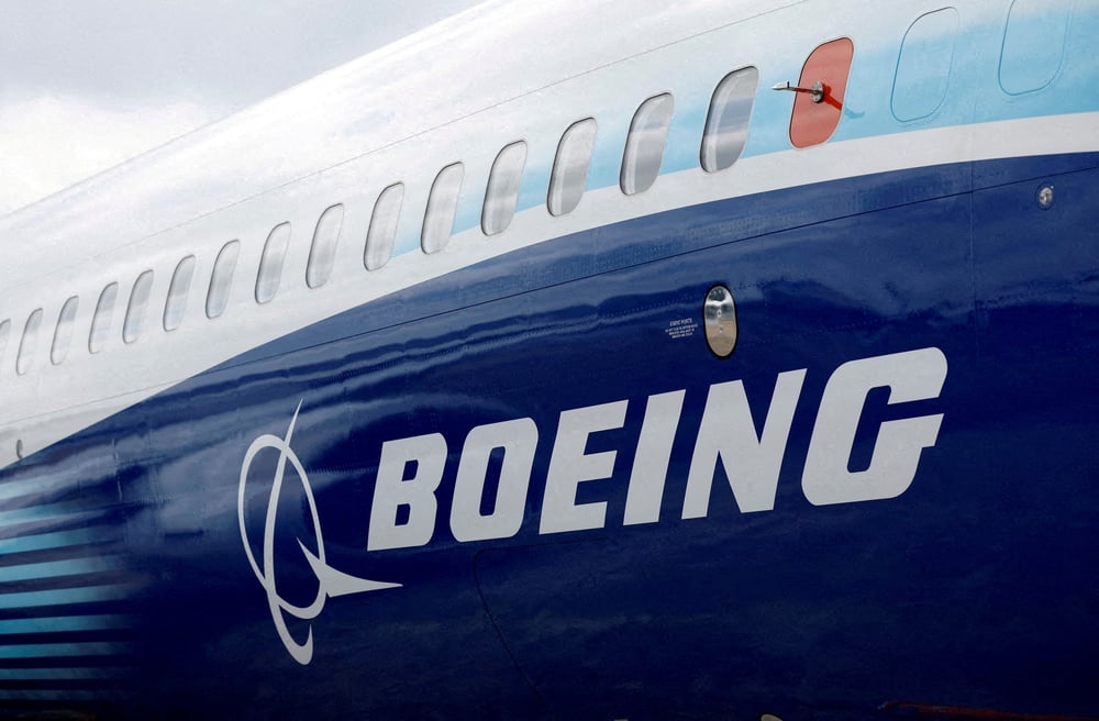 Un boeing 737 max au salon international de l'aeronautique de farnborough