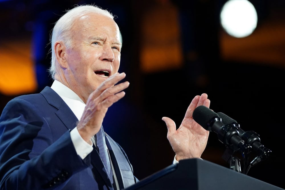 Le president americain joe biden prononce un discours a san francisco, en californie