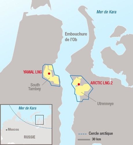 Arctic LNG, Yamal LNG, Novatek, carte, infographie