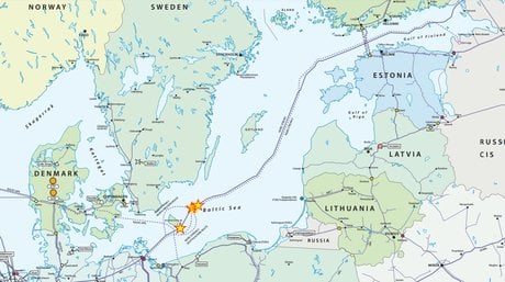 Nord Stream, Danemark, étoiles, , ENTSOG, attaques, carte, gazoducs, mer Baltique,