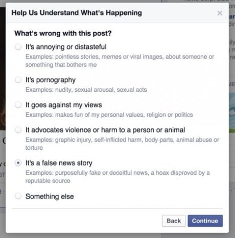 facebook bouton de signalement