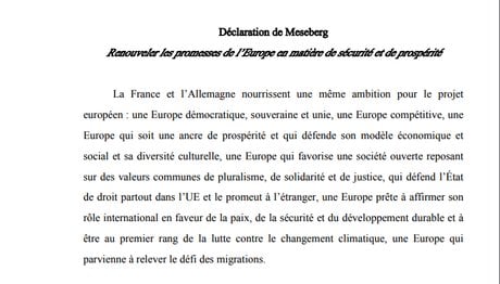 Déclaration de Meseberg, Macron, Merkel, France, Allemagne