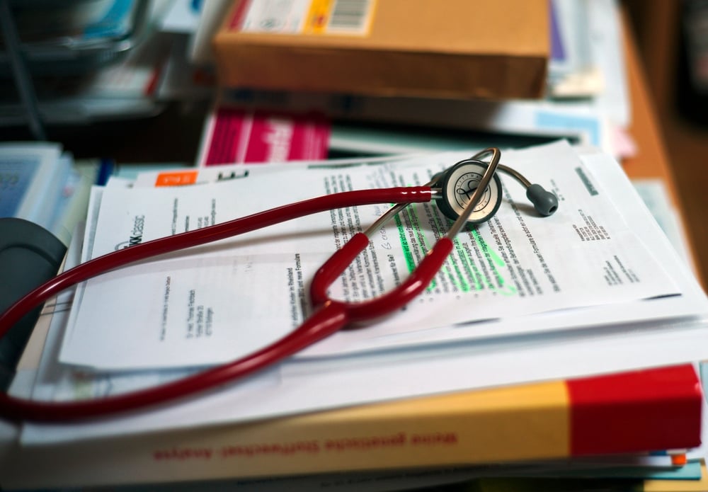 Santé, stéthoscope, médecin, dossier médical, clinique, hôpital, médecin,