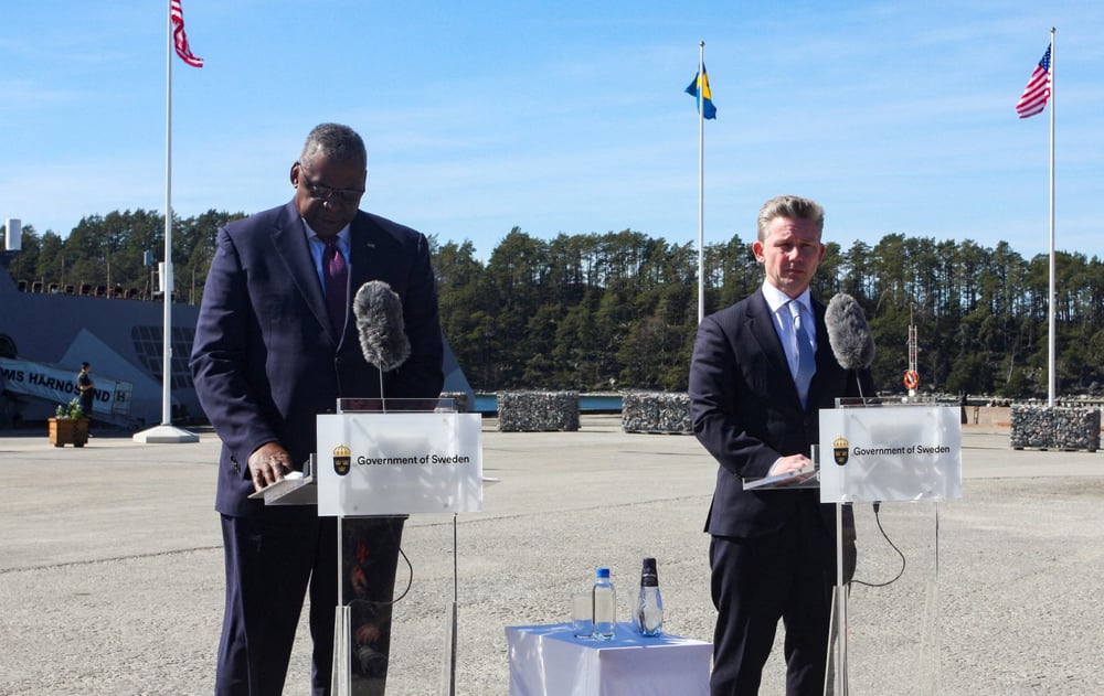 le secrétaire américain à la Défense, Lloyd Austin et son homologue suédois, Pal Jonson
