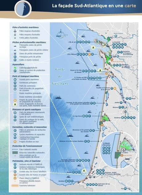 façade sud-atlantique carte littoral mer