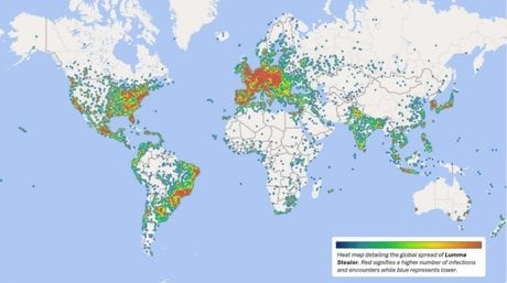 Carte des victimes de Lumma Stealer.