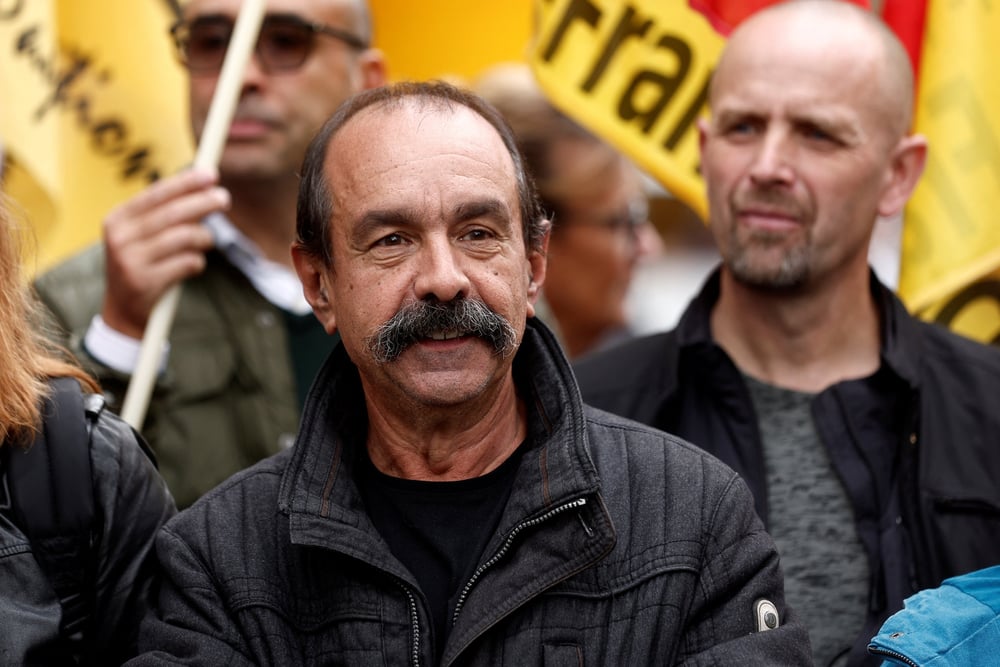 Le secretaire general de la cgt, philippe martinez, lors d'une a une manifestation a paris