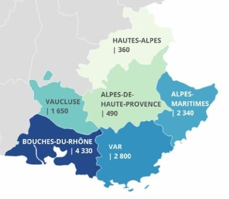 apprentis dans l'artisanat par département PACA