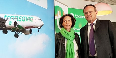 Nathalie Stubler (Pdg Transavia France) et Emmanuel Brehmer (président du directoire de l'aéroport de Montpellier)