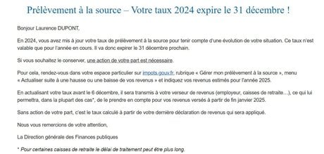 Prélèvement à la source courrier