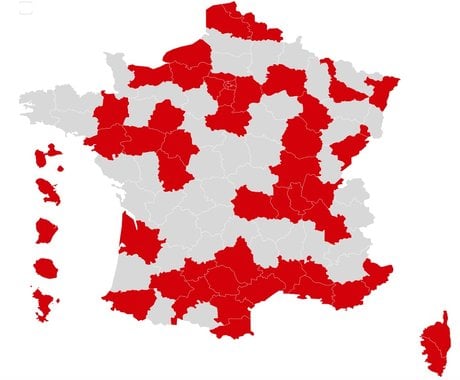 La carte des zone en alerte maximale