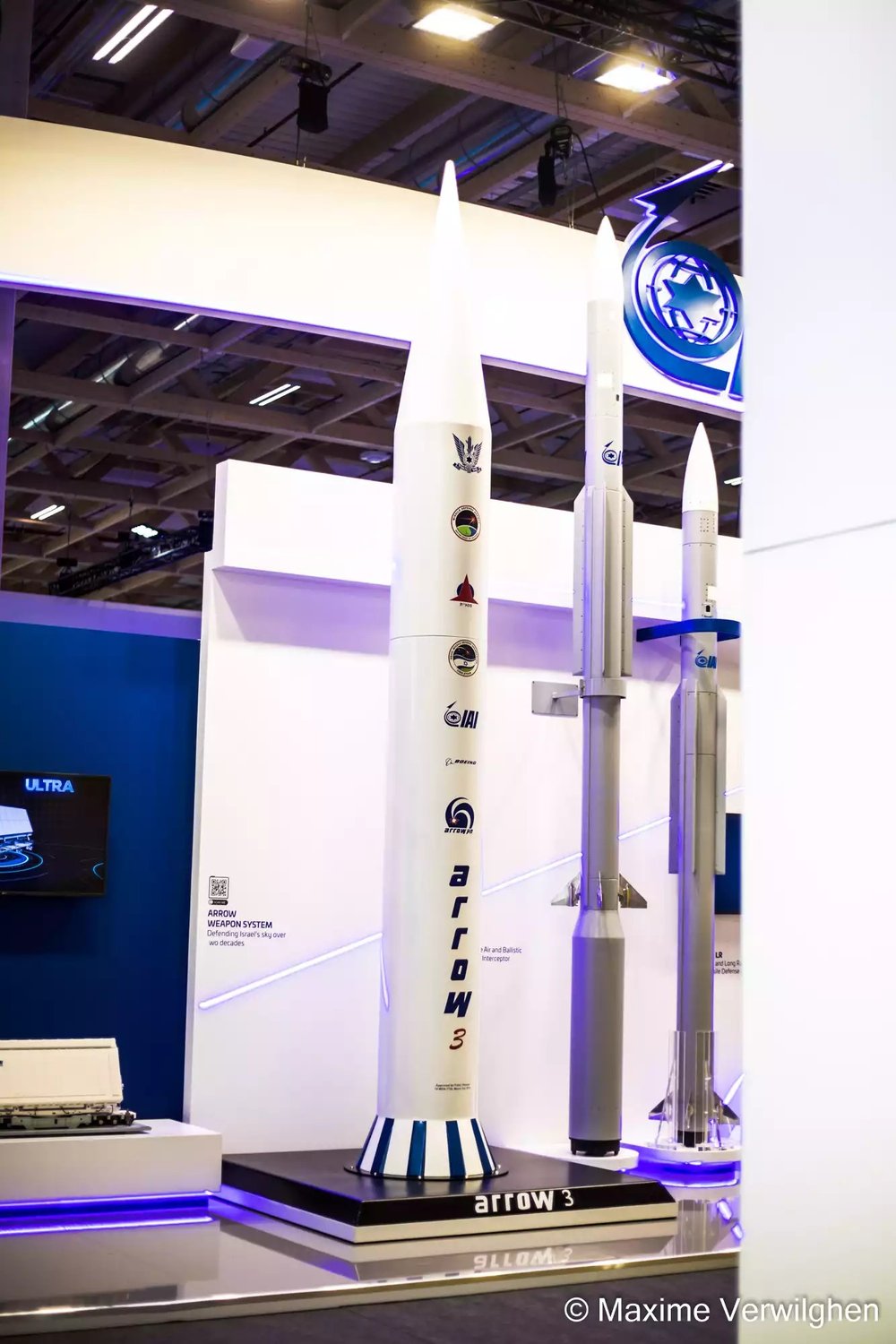 Missile antimissile Arrow 3 sur le stand d'IAI au SIAE 23.