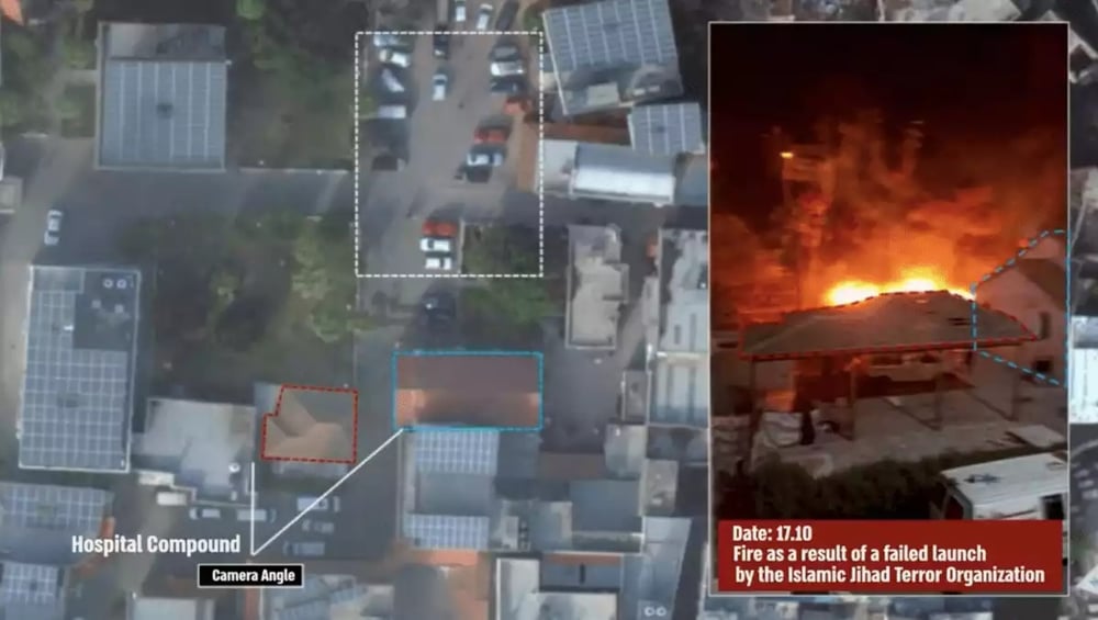 Images satellites de l'hôpital al-Ahli avant et après l'explosion du 17 octobre.