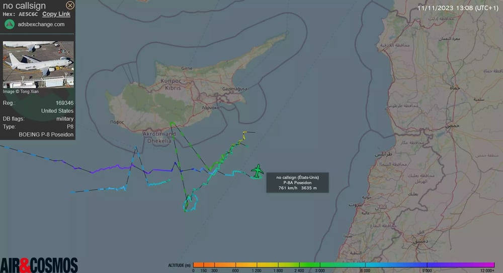 Second P-8A Poseidon visible lors du crash en mer Méditerranée d'un MH-60M américain.