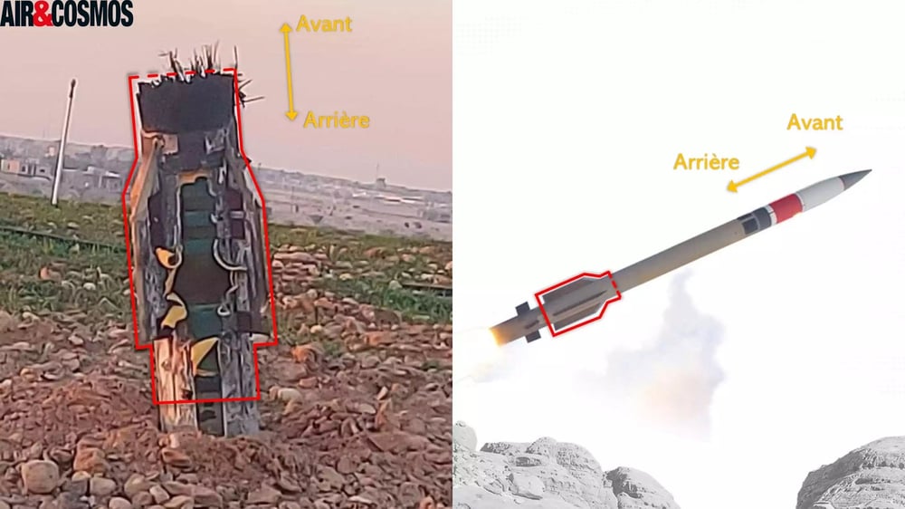 Comparaison entre les débris de l'intercepteur trouvé en Irak et un missile intercepteur Patriot PAC-3 CRI.