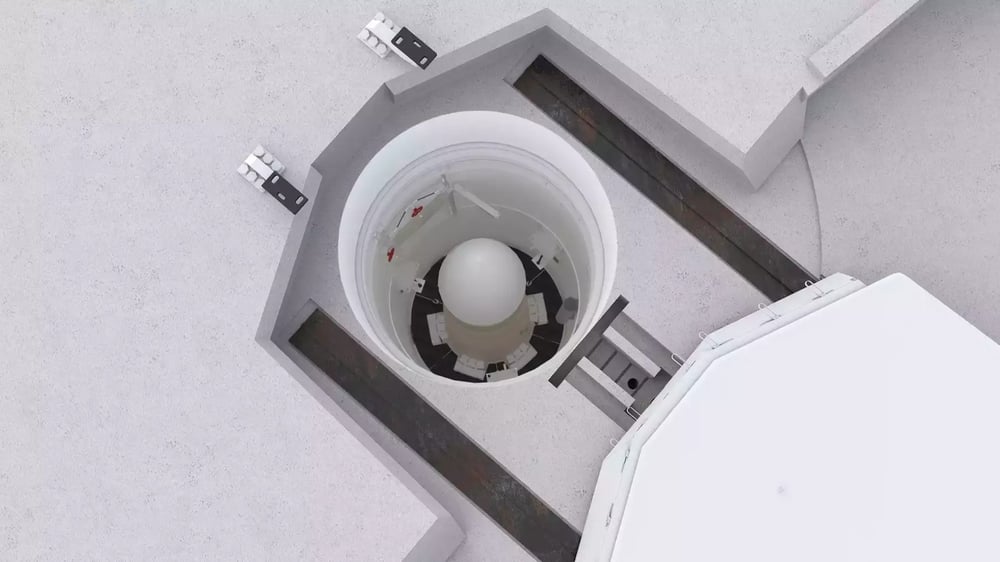 Représentation d'un missile balistique intercontinental LGM-35A Sentinel dans son silo.