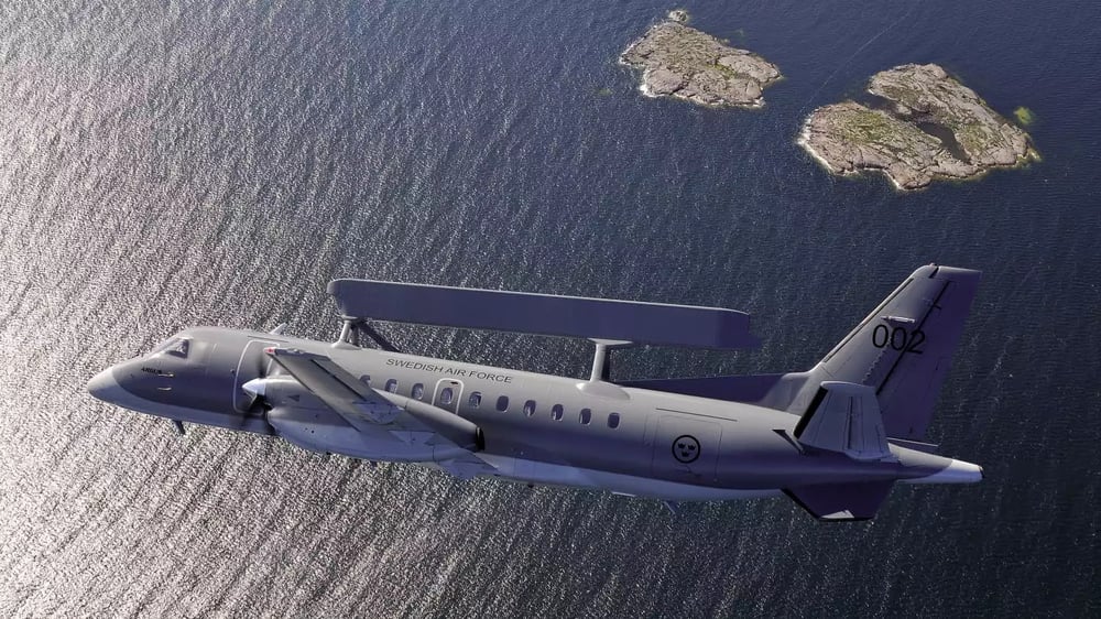 Avion de guet aérien avancé et de commandement S100 D Argus de la Force aérienne suédoise.