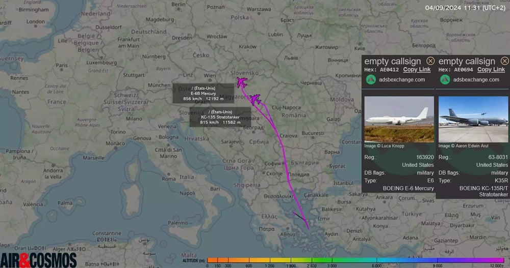 Apparition surprise d'un E-6B Mercury en Europe (4 septembre 2024).