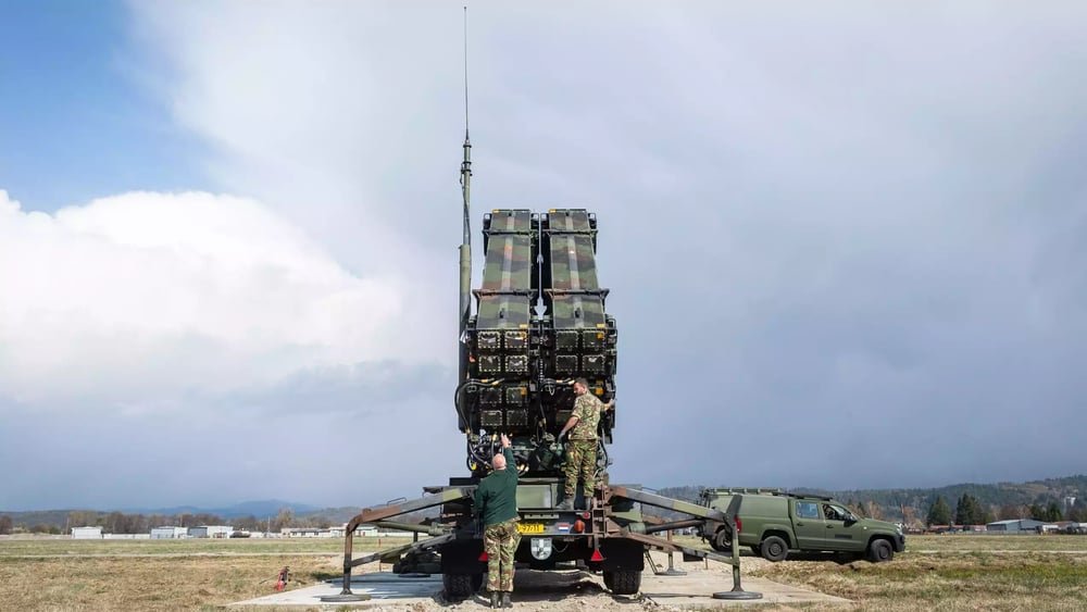 Lanceur Patriot hollandais en Slovaquie équipé de 16 missiles PAC-3 CRI (avril 2022).