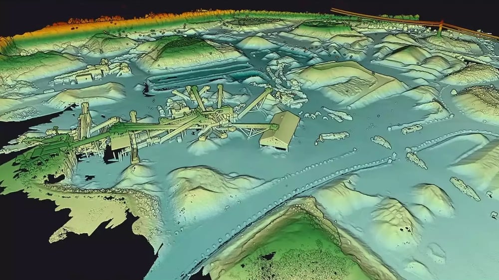 La même carrière cartographiée en 3D à l'aide du LiDAR Voyager.