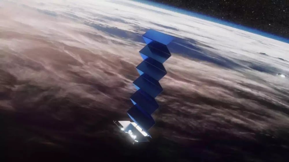 Représentation d'un satellite Starlink, en orbite autour de la Terre.