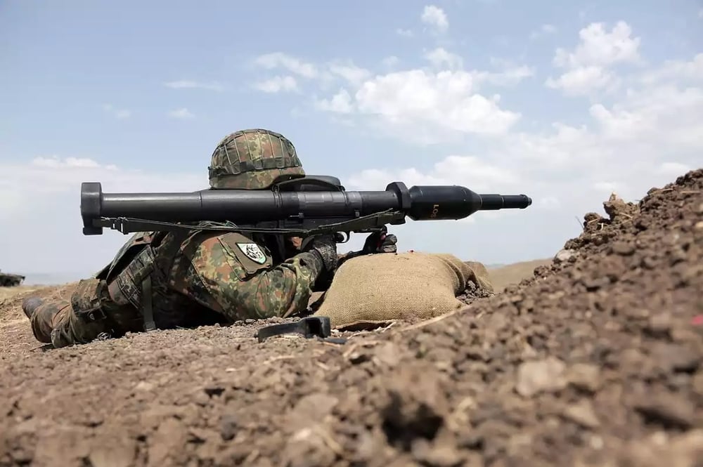 Fantassin allemand équipé d'un Panzerfaust 3-T lors d'un exercice en 2017.