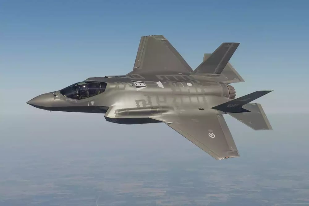 Un F-35A de la Royal Norwegian Air Force lors d'un vol test aux États-Unis.