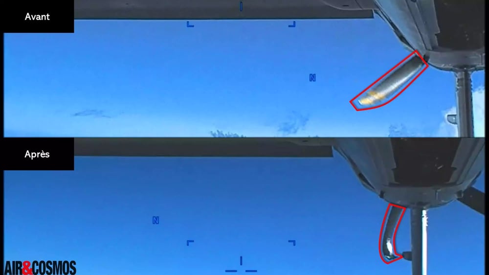 Propulseur du drone américain MQ-9 Reaper avant/après la collision du Su-27 russe.