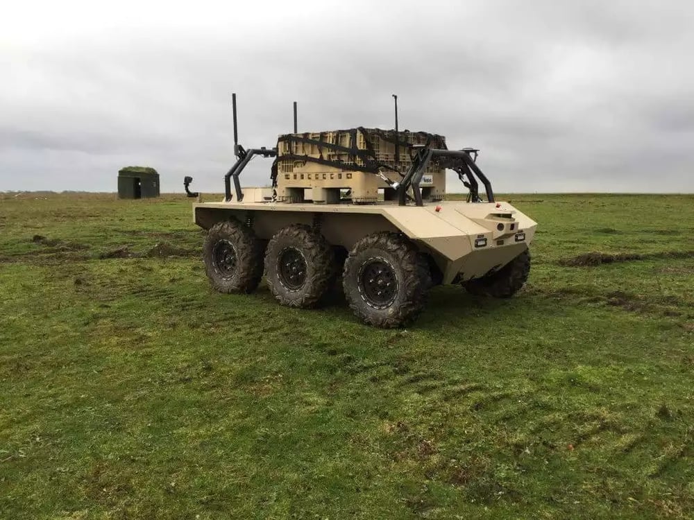 Le véhicule terrestre sans équipage ( UGV ) Viking conçu par l'entreprise britannique Horiba Mira.