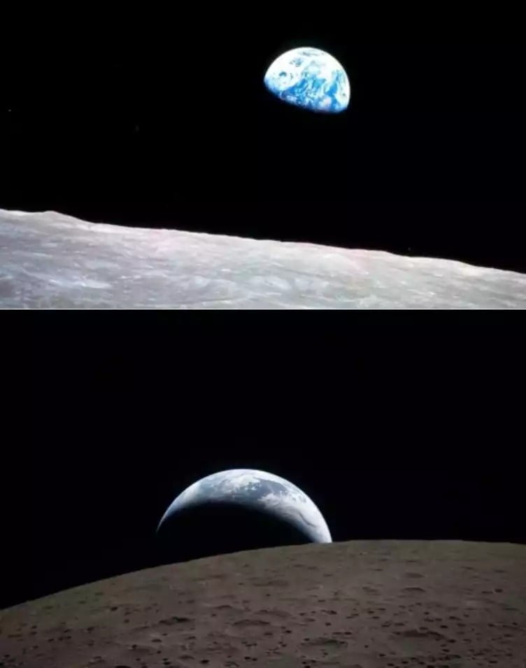 Comparaison des images de la Terre prises par Artemis 2 et par Apollo 8.