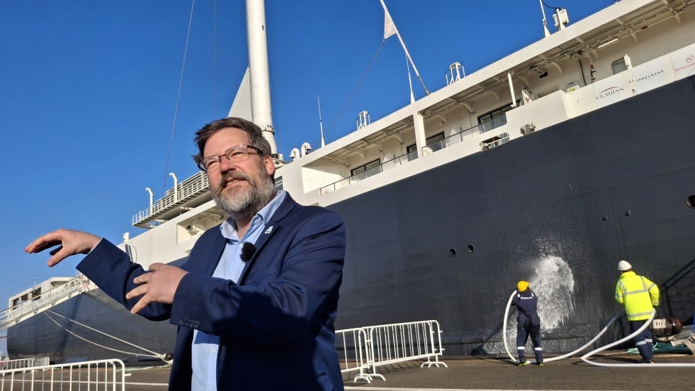 Jean Zanuttini, président de Néoline, lors de l’inauguration du cargo Neoliner Origin 13 octobre 2025 à Nantes.