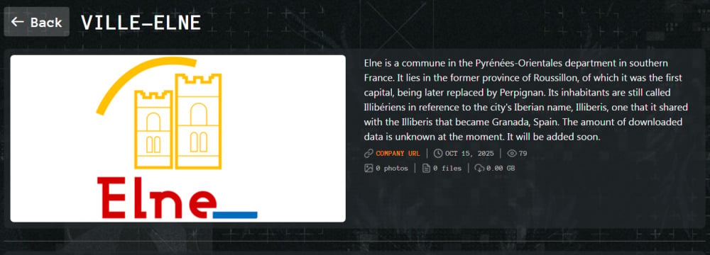 La revendication sur le site Darknet des hackers.