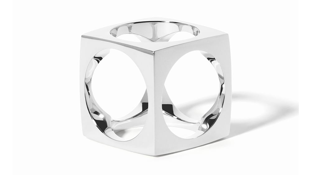 Dinh Van - Bague Le Pavé grand modèle en argent.
