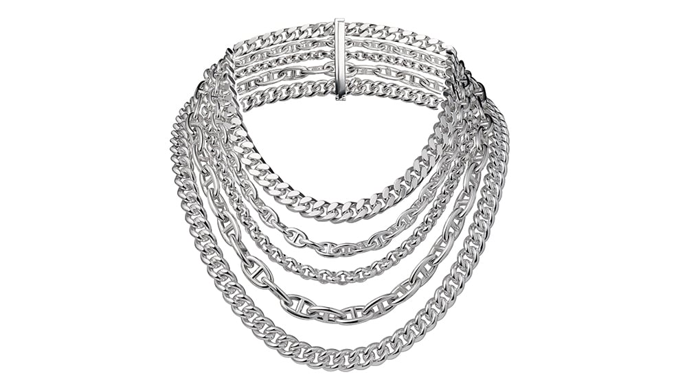 Hermès - Collier Chaîne d'ancre Multichaînes en argent.