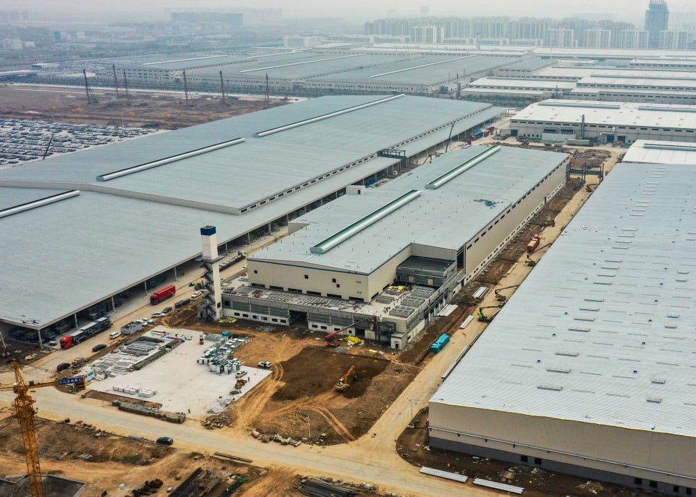 Vue aérienne d’une nouvelle usine BYD implantée à Jinan, dans la province du Shandong, en Chine.