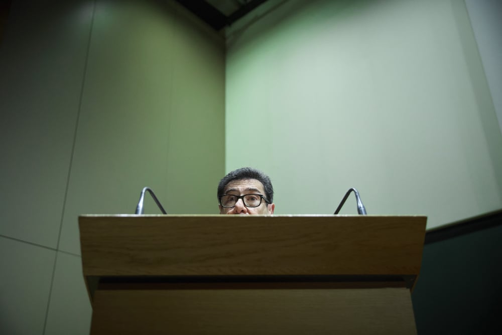 Philippe Aghion lors d’une conférence au Collège de France.