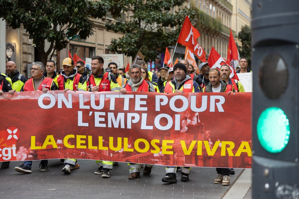 Plusieurs centaines de personnes ont manifesté vendredi 6 mars à Toulouse pour défendre les usines de Fibre Excellence.