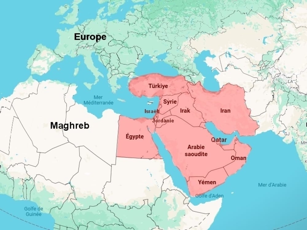 Les pays du Moyen-Orient.