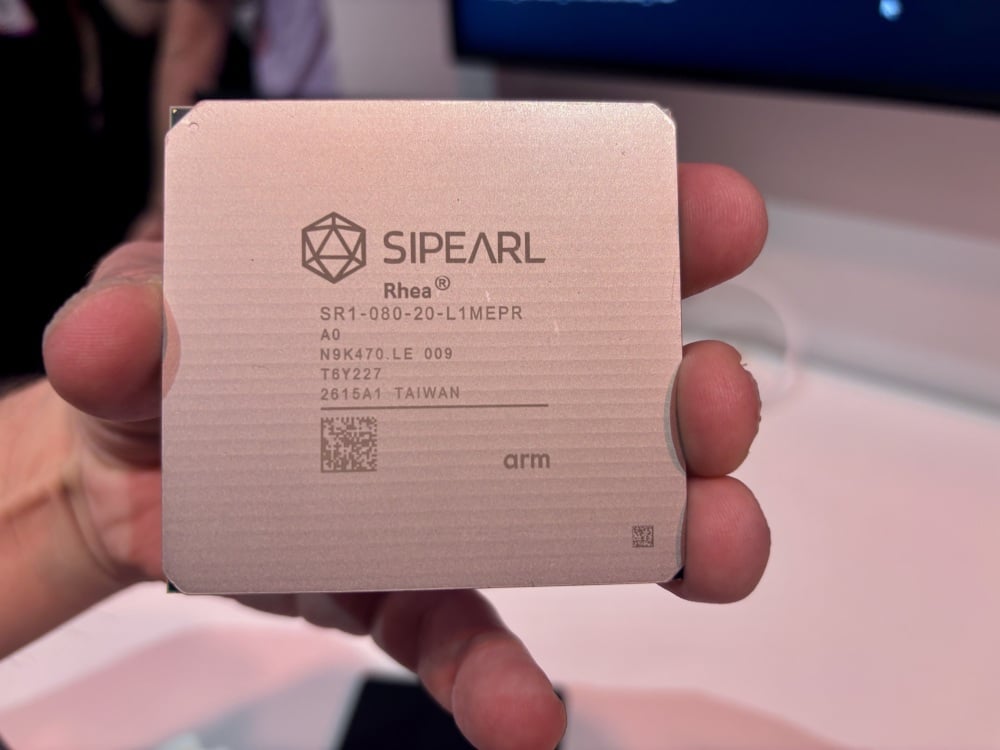 Le CPU Rhea1 de Sipearl sur le stand de Vivatech en juin 2026.