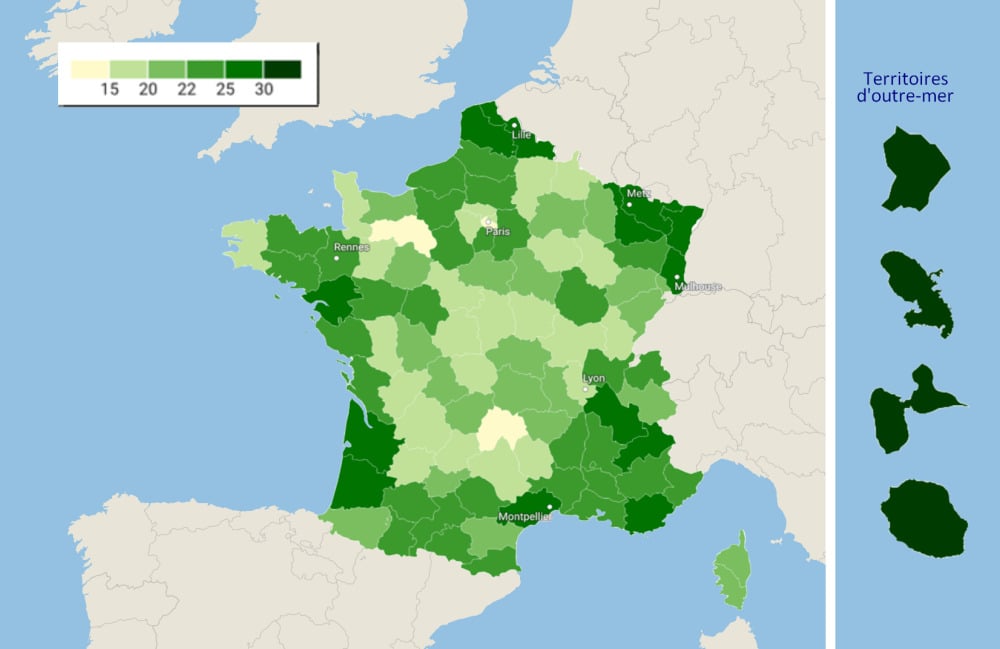Évolution du nombre d'entreprises artisanales entre 2019 et 2023 (en % d'augmentation).