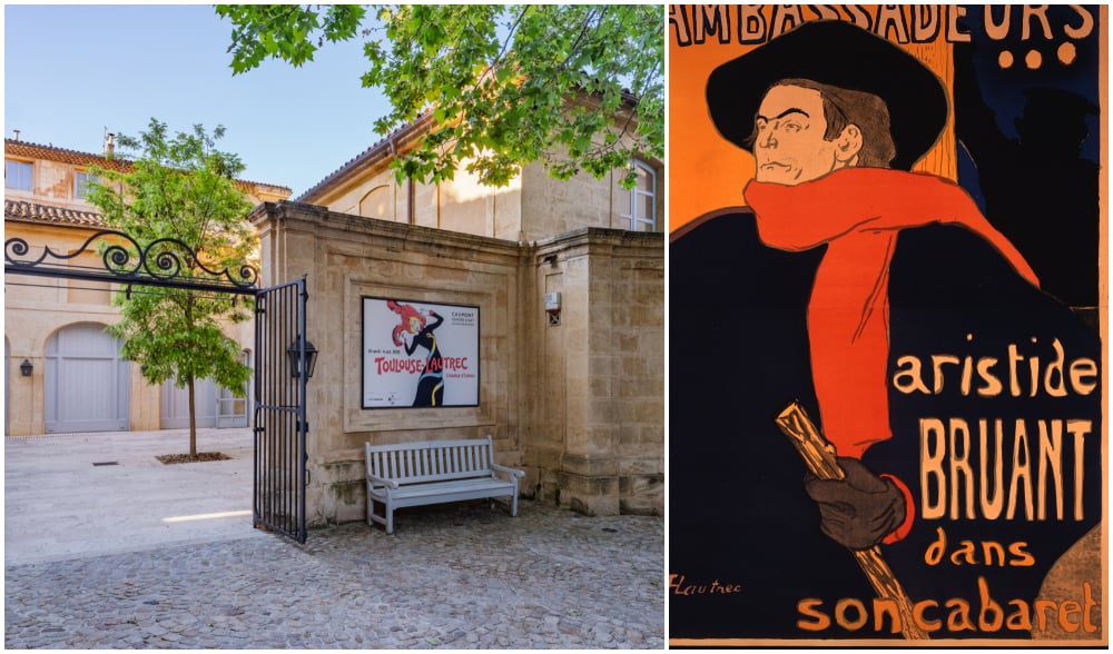Exposition Toulouse-Lautrec in situ à hôtel Caumont et Henri de Toulouse-Lautrec, affiche Ambassadeurs, Aristide Bruant 1892.