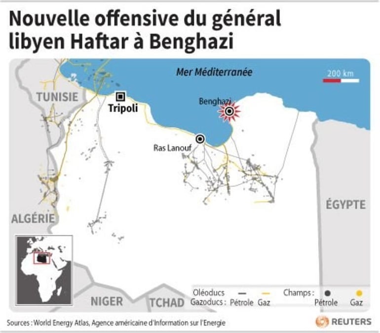 Nouvelle offensive du général Khalifa Haftar à Benghazi