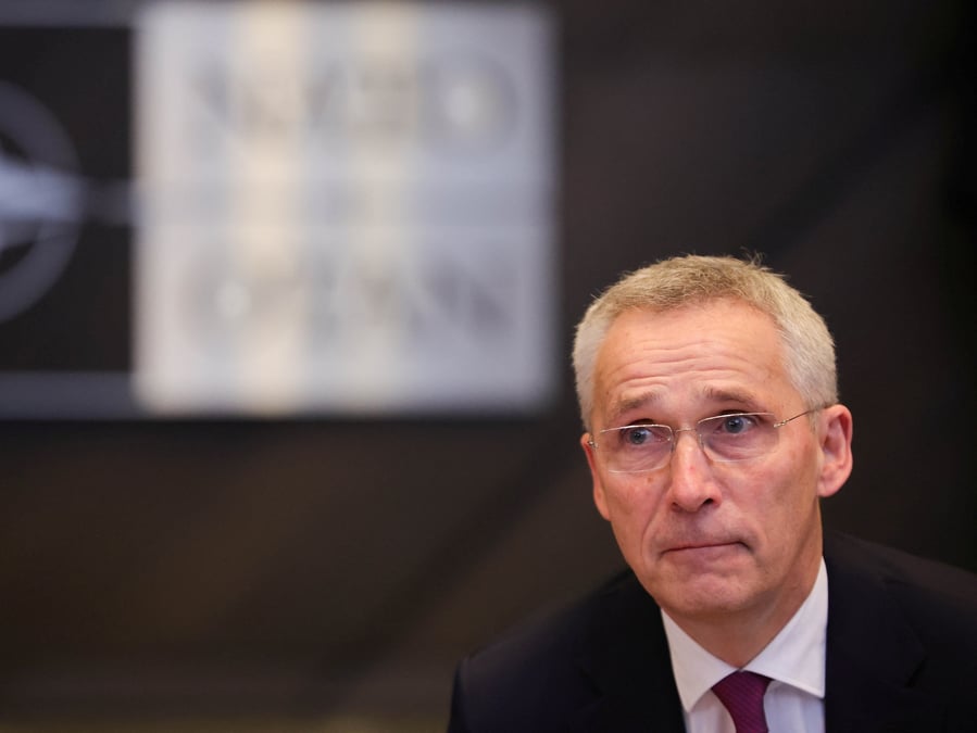 Le secretaire general de l'otan, jens stoltenberg a bruxelles, en belgique