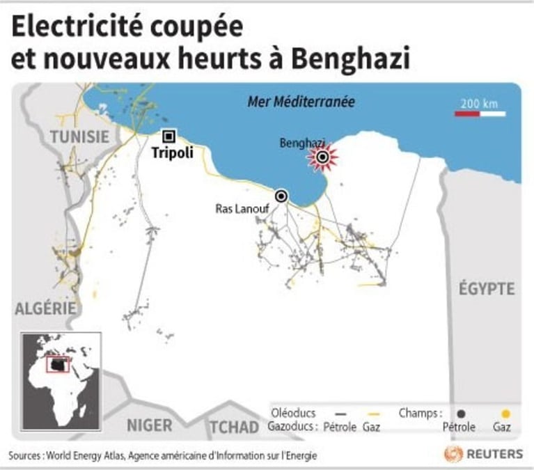 Electricité coupée et nouveaux heurts dans l'est de la Libye