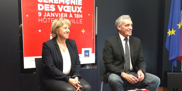 Sophie Salelles et Philippe Saurel affichent leur unité, le 4 janvier à l'Hôtel de Ville de Montpellier