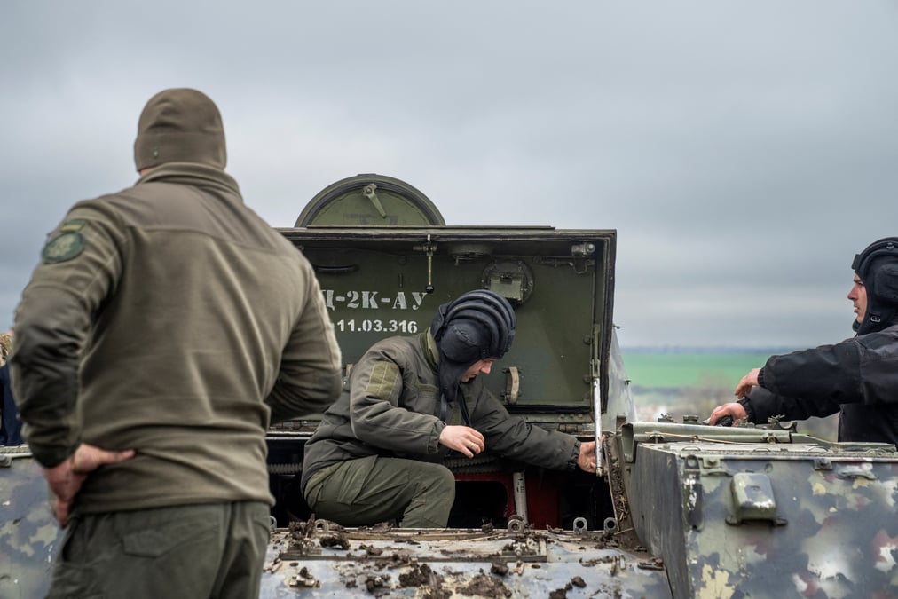 Les lignes de defense de la garde nationale ukrainienne, pres d'odessa