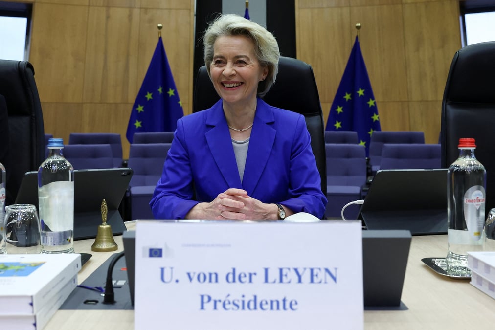 Ursula von der leyen, presidente de la commission europeenne, lors de la reunion du college des commissaires europeens a bruxelles