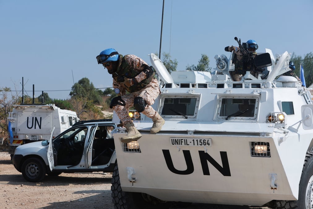 Un casque bleu de la finul a naqoura, dans le sud du liban
